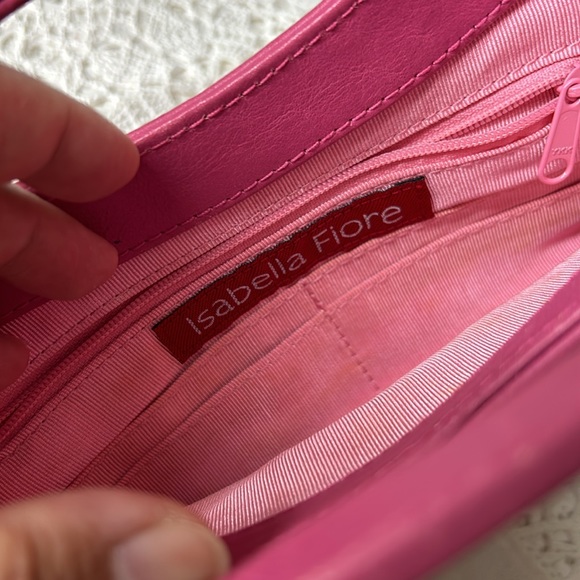 🖤Isabella Fiore Pink Leather clutch with 3D Floral Appliqué RARE - Picture 15 of 17